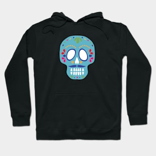 Day of the Dead Blue Colorful Skull Calavera Moustache Hoodie